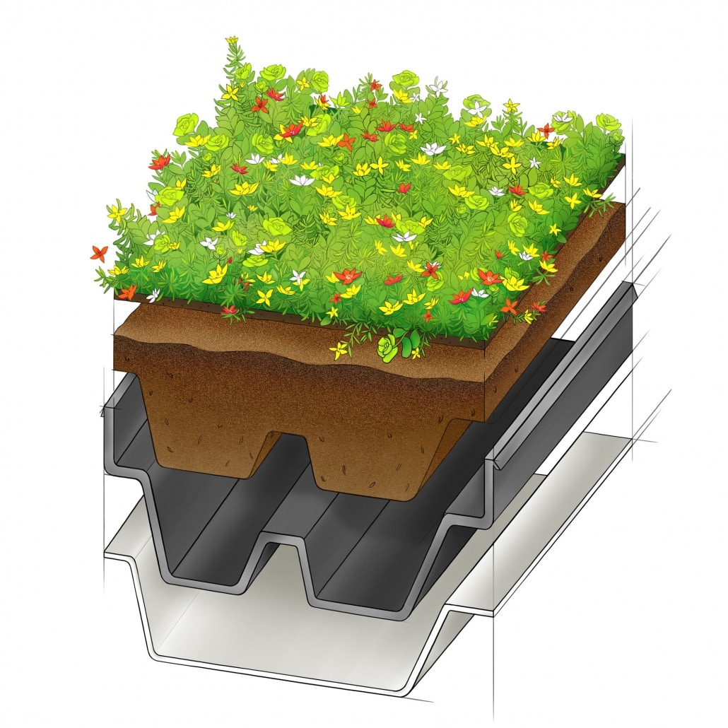 GreenPlus - Aufbau der Dachbegrünung